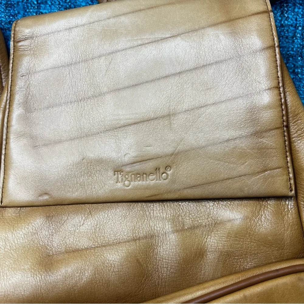 Tignanello Genuine Leather Backpack Purse in Nut Tan Brown Buttery Soft NWT